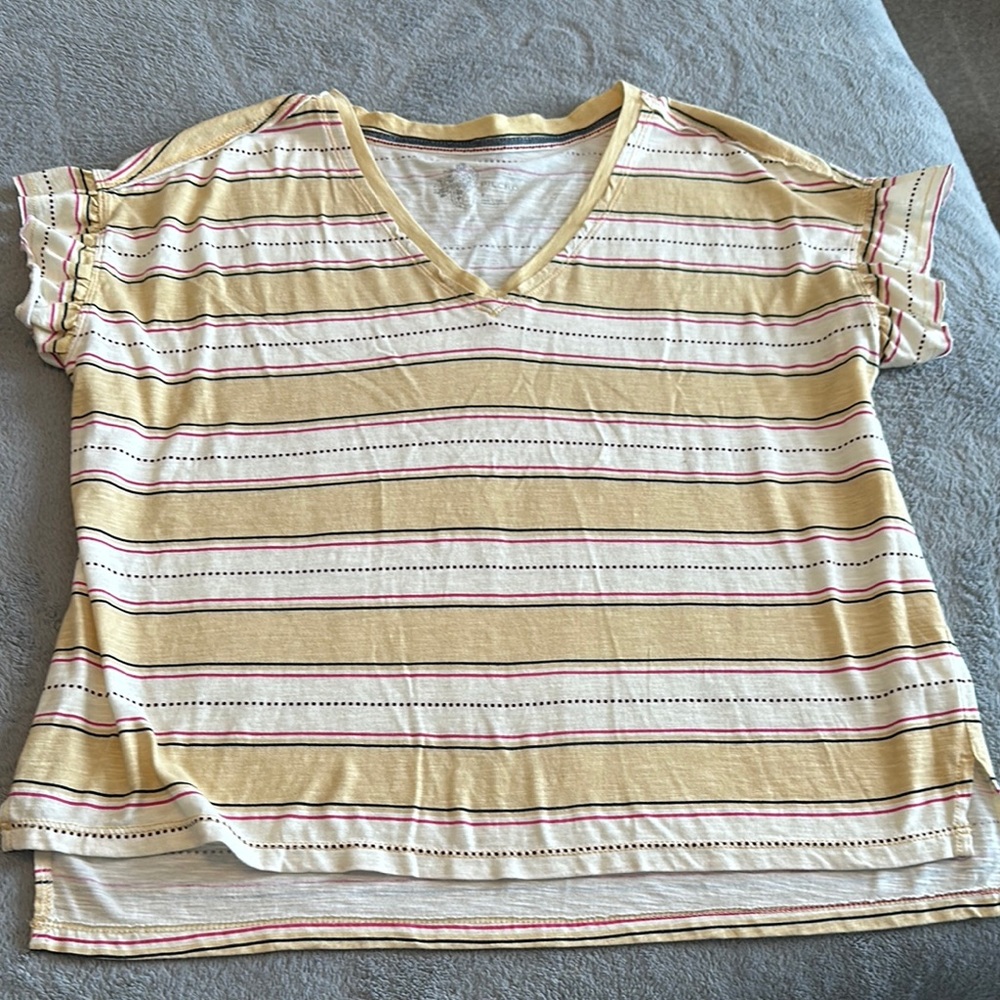 Pilcro Cream and Tan Relaxed Boxy Tee